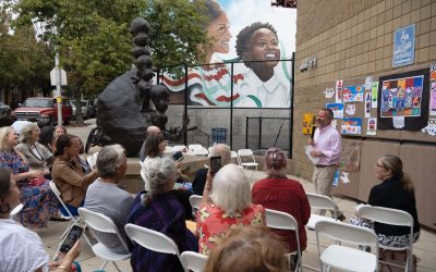 Peely Wheely Sculpture Rededication at Wolfe Street